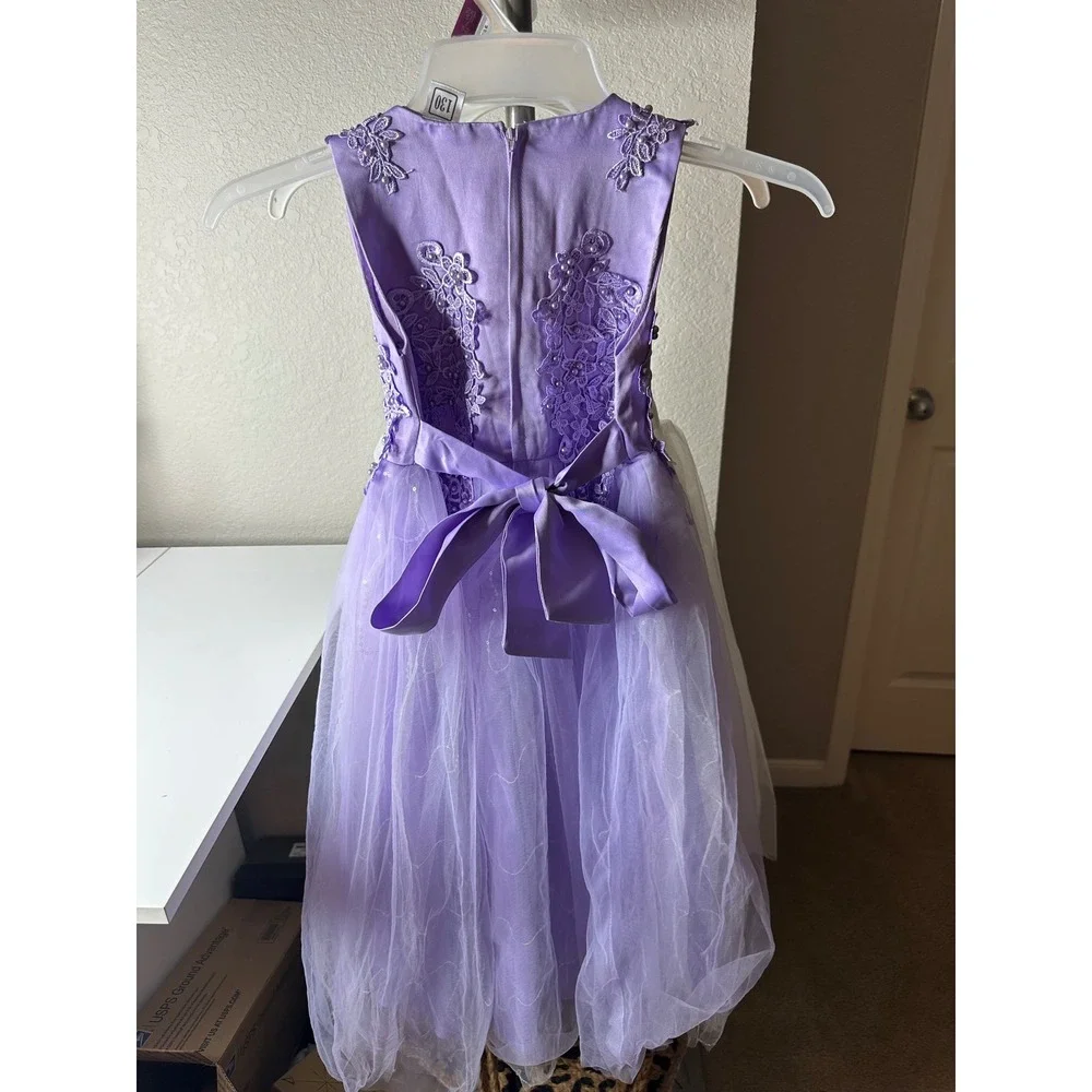 Lilac Tulle / Lace‎ /Pearl /Sequin Flower Girl Dress